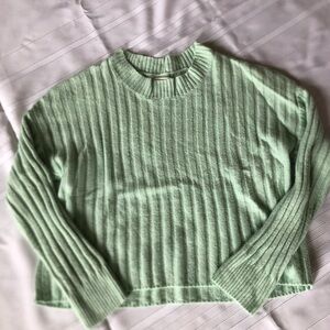 Mint Green Ribbed Mockneck Sweater
